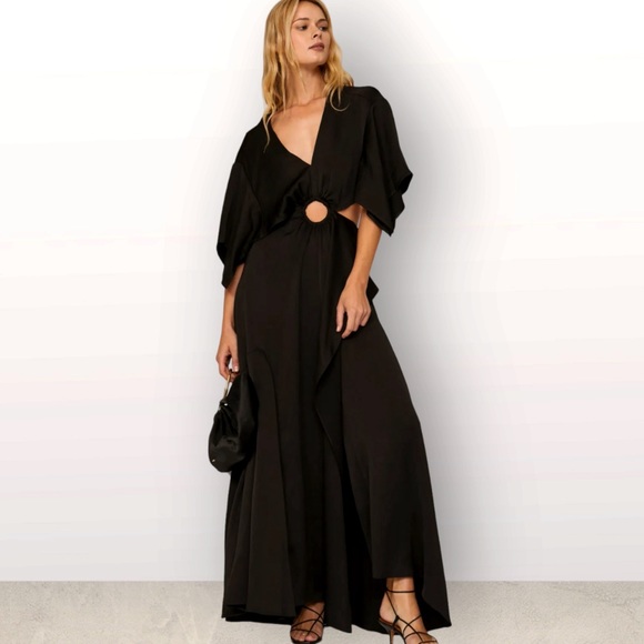 3.1 Phillip Lim Maxi Black Satin Cutout - Picture 1 of 14